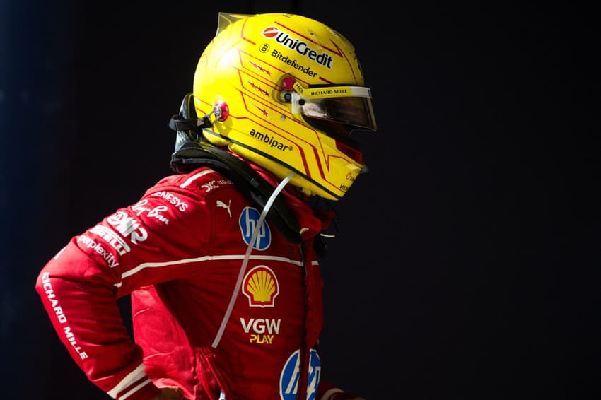 Lewis Hamilton, da Ferrari, no GP dos Estados Unidos pela F1 2025 (Foto: Rudy Carezzevoli/Getty Images/AFP)