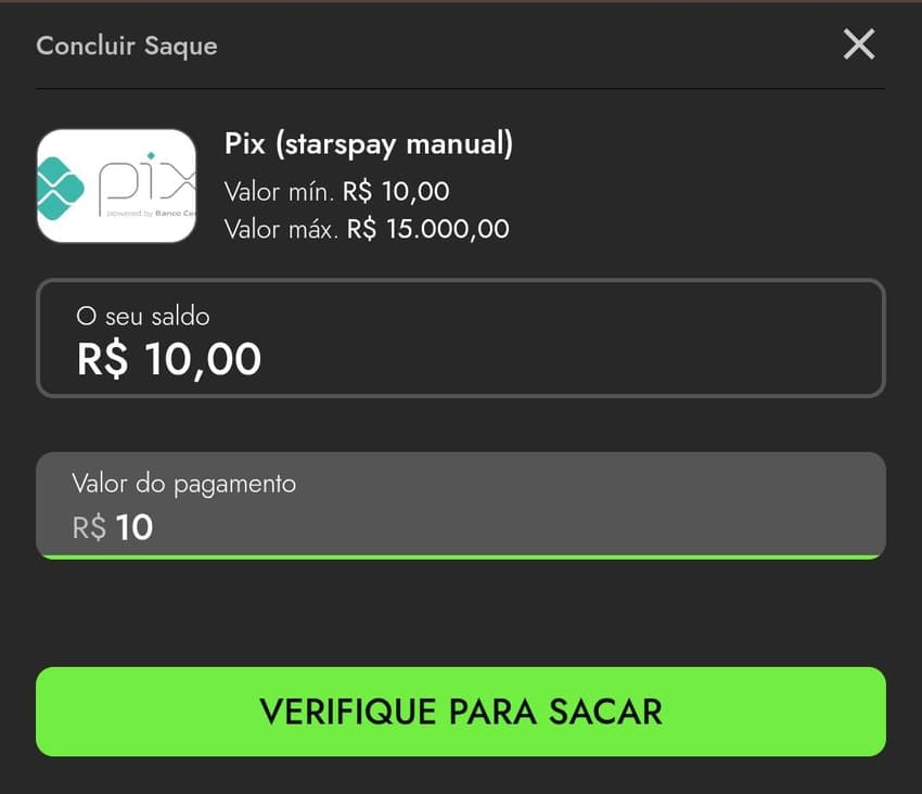 Captura de tela do saque Luva Bet