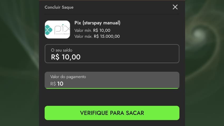 Captura de tela do saque Luva Bet