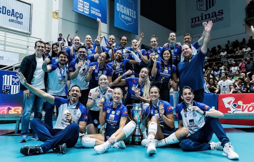 Minas vence Praia Clube e é campeão Mineiro de vôlei feminino (Foto: Reprodução Instagram Gerdau Minas)