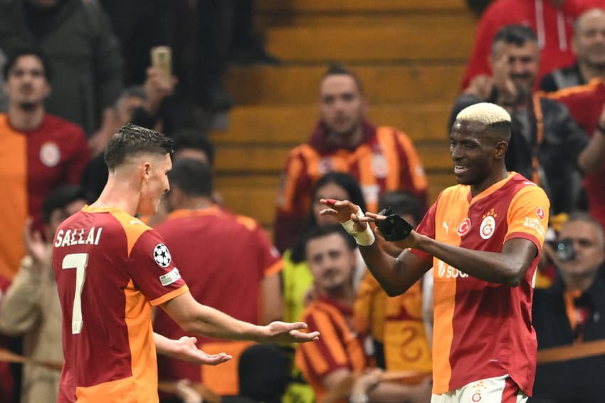 Victor Osimhen marcou dois gols na vitória por 3 a 1 do Galatasaray sobre o Bodo/Glimt na Champions (Foto: YASIN AKGUL / AFP)