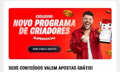 Captura de tela do programa de criadores Superbet.