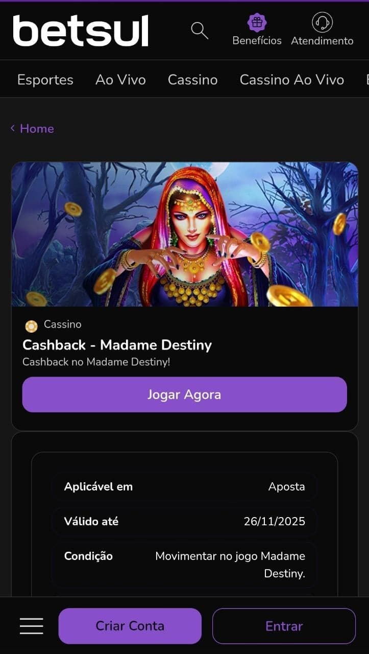 Promoção de Cashback na Betsul com o jogo do dia