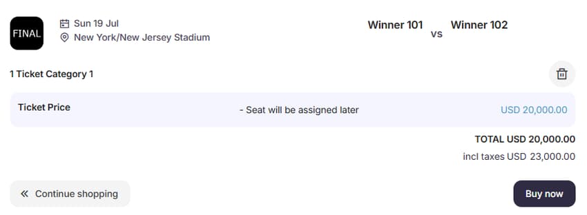 Ingresso para a final da Copa pode ser comprado por mais de R$ 120 mil