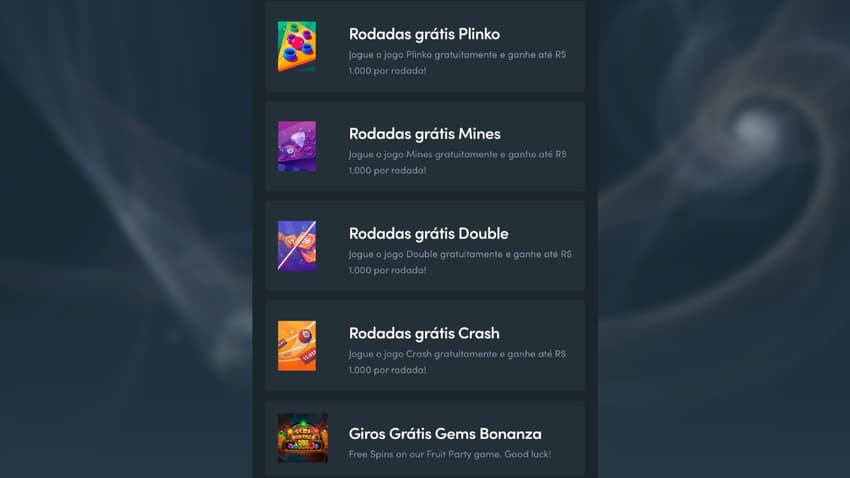 Captura de tela de jogos de cassino com rodadas grátis Blaze.