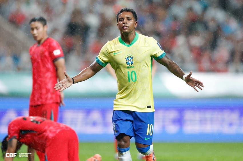 Rodrygo voltou a defender o Brasil e, diante da Coreia do Sul, marcou duas vezes