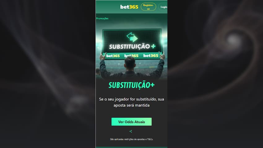 Substituição segura na bet365 com aposta mantida pela Substituição+