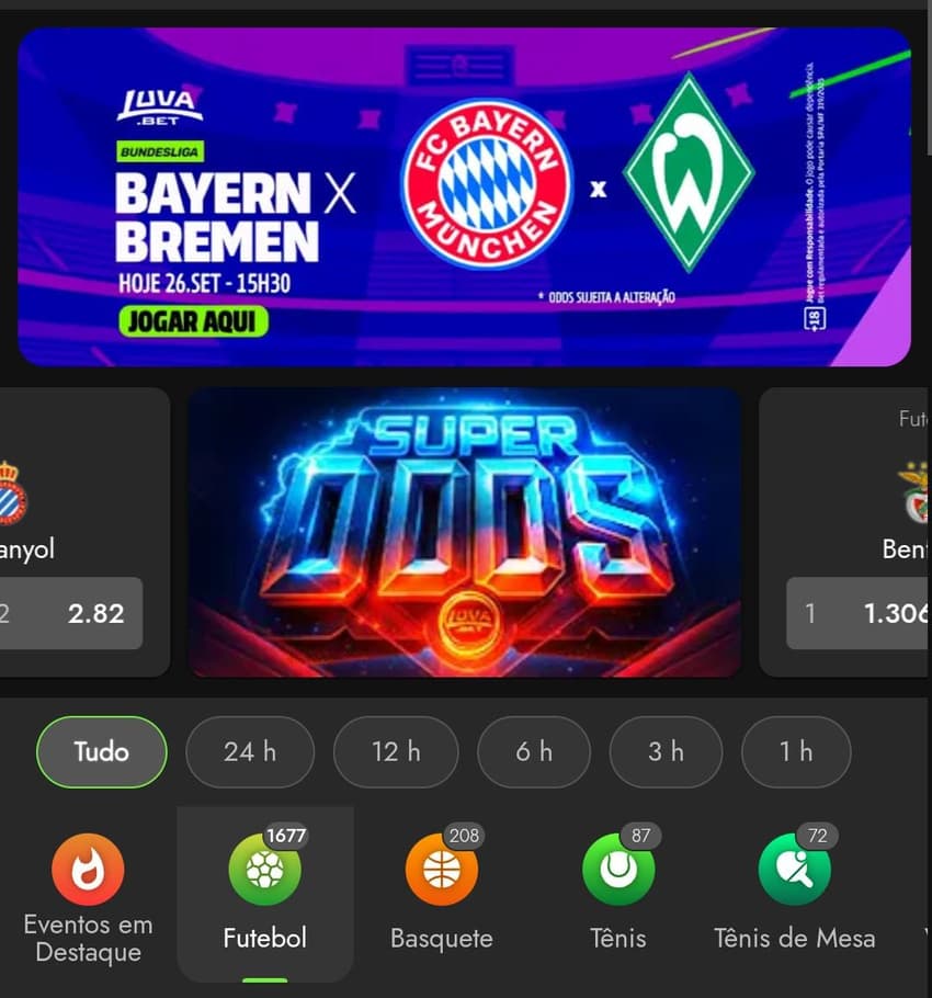 Captura de tela das Super Odds na Luva Bet.