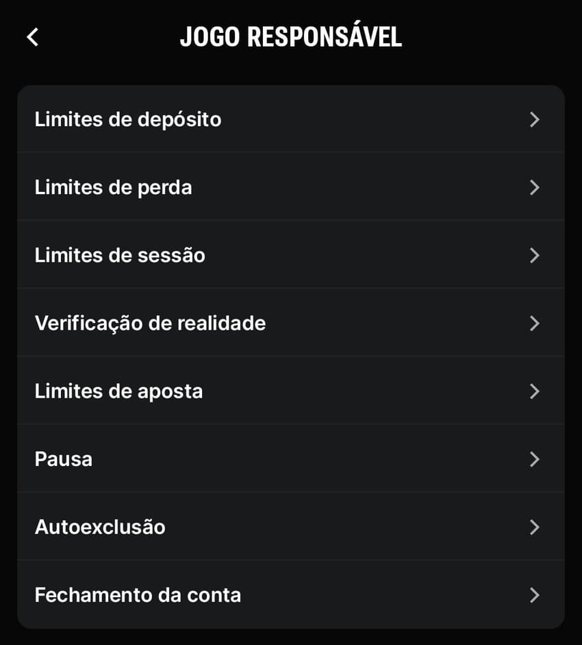 Captura de tela das ferramentas de jogo responsável que tornam a Superbet confiável.