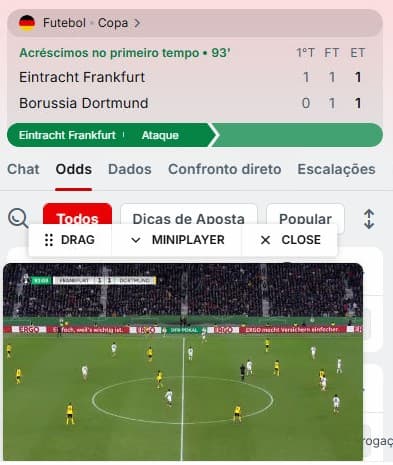 Captura de tela mostra o streaming ao vivo com o código Superbet ativado no cadastro.