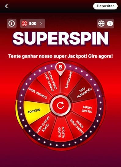 Captura de tela do SuperSpin, a roleta de prêmios diários da Superbet.