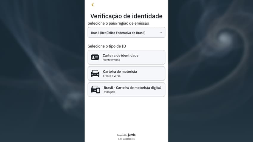 Captura da tela de verificação de identidade na Betfair