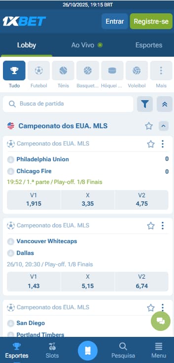 Plataforma nova 1xbet com partidas de futebol na página principal