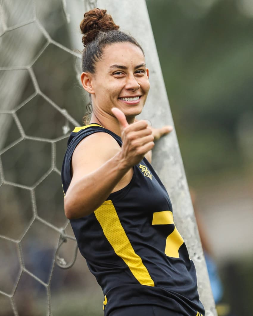 Carol Baiana durante treino Sereias da Vila no CT Meninos da Vila (16/09/2025). (Foto: Reinaldo Campos/ Santos F.C)