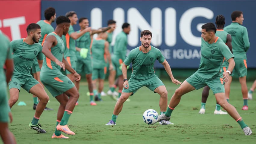 Jogadores do Fluminense em treino no CT Carlos Castillo (Foto: Marcelo Gonçalves/ Fluminense FC)