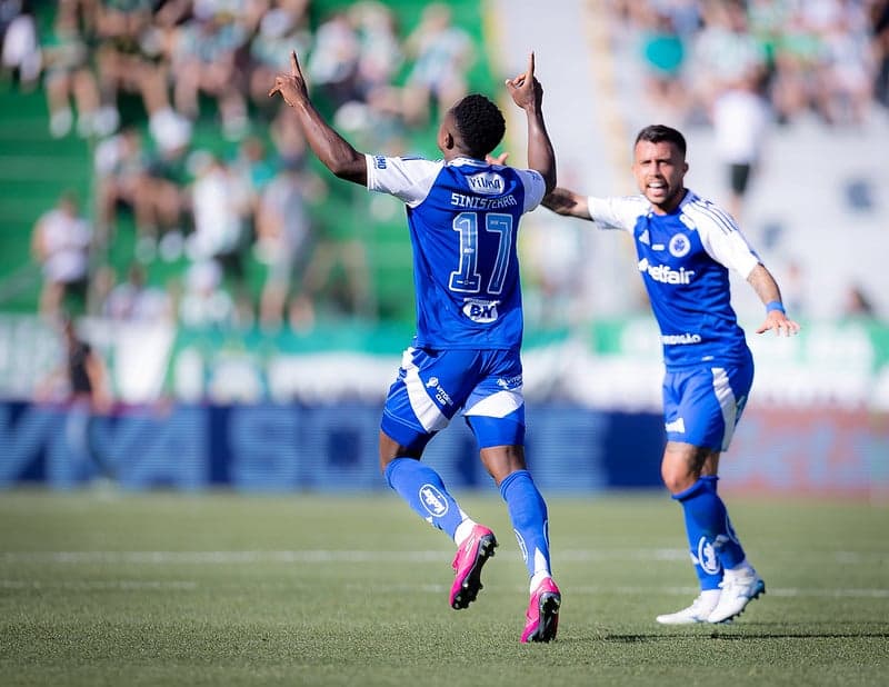 Sinisterra comemora gol do Cruzeiro contra Juventude (Foto: Lucas Bubols/Cruzeiro)