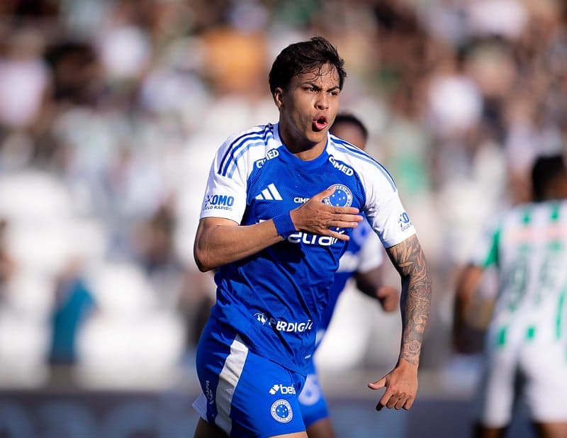 Atacante Kaio Jorge comemora gol do Cruzeiro contra o Juventude (Foto: Lucas Bubols/Cruzeiro)