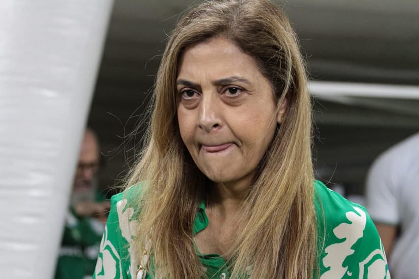 A presidenta Leila Pereira, durante partida entre Palmeiras e Fluminense,