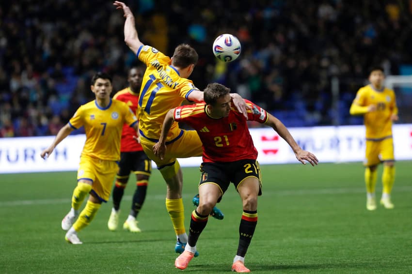 Cazaquistão e Bélgica empataram na rodada das Eliminatórias para a Copa do Mundo (Foto: STANISLAV FILIPPOV / AFP)