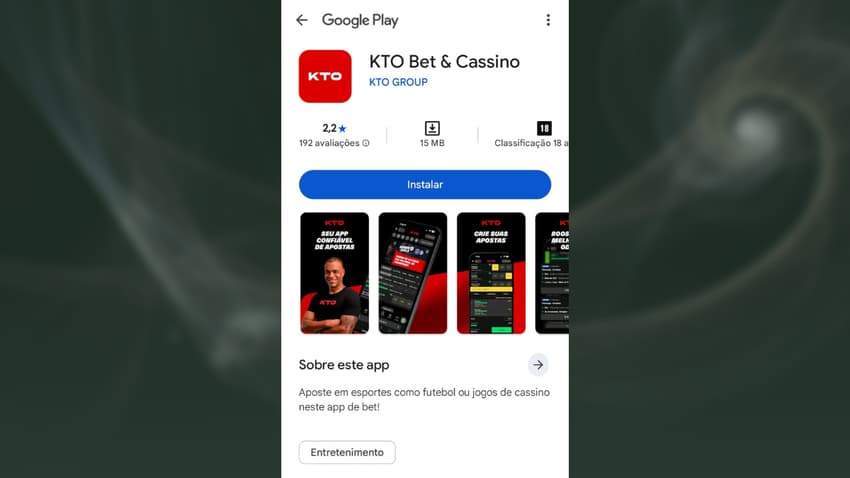 Captura de tela do aplicativo oficial da KTO na Play Store.