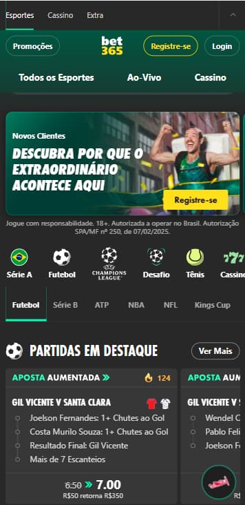 App bet365 com partidas em destaque e odds aumentados