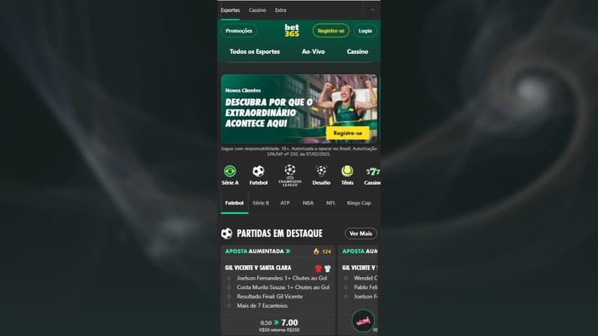 App bet365 com partidas em destaque e odds aumentados