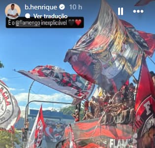 Bruno Henrique celebra o AeroFla, recepção de torcedores do Flamengo (Foto: Reprodução)