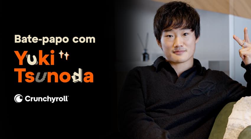 Yuki Tsunoda conversando com a Crunchyroll Brasil. (Foto; Divulgação/Crunchyroll)