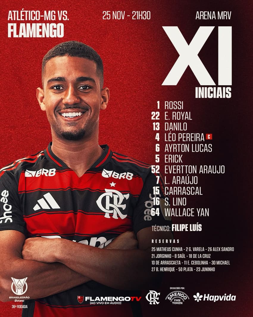Escalação Flamengo Atlético-MG