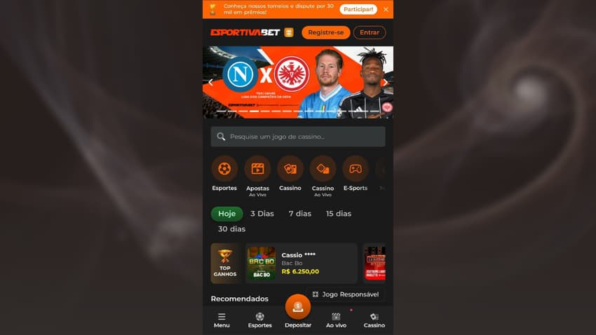 App Esportiva Bet com cassino e esportes em um só aplicativo