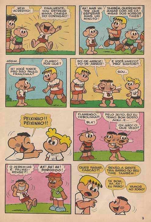 Quadrinho da Turma da Mônica de 1993 trazia Cebolinha do Flamengo e Jeremias do Palmeiras