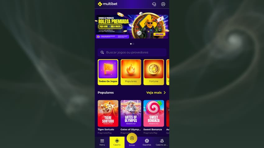 Captura de tela da página inicial do site de apostas Multibet.