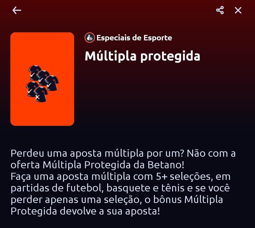 Captura de tela da página da Múltipla Protegida na página oficial da Betano.
