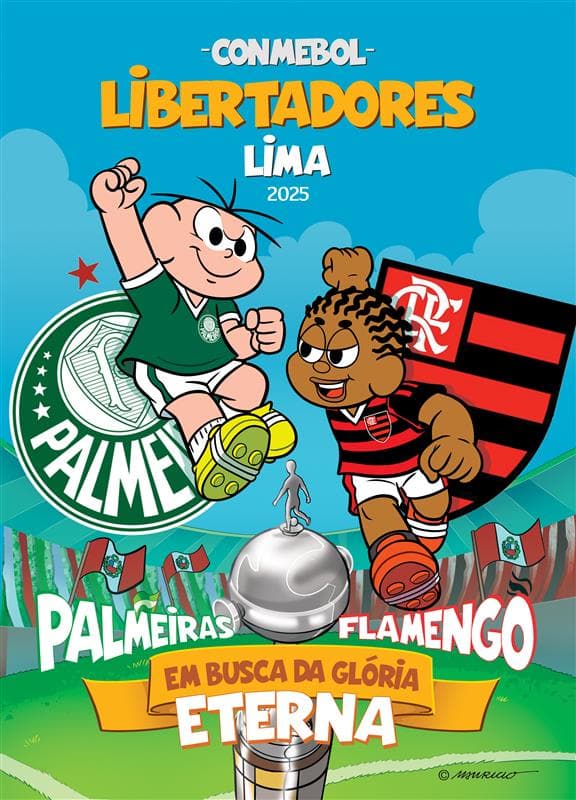 Pôster da Turma da Mônica para final da Libertadores entre Flamengo e Palmeiras (Foto: Divulgação)