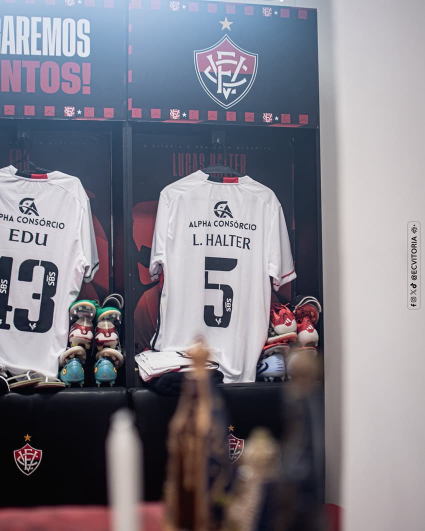 Vestiário do Vitória antes da partida contra o Mirassol (Foto: Victor Ferreira / EC Vitória)