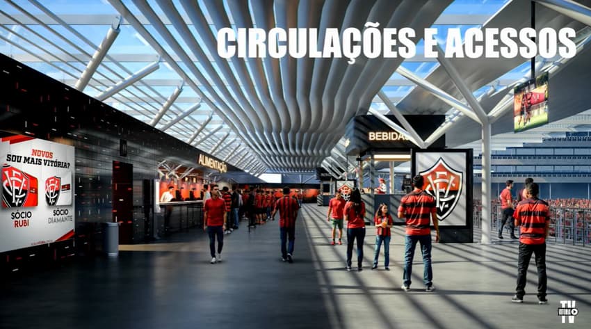 Área de de circulação da nova Arena Barradão (Foto: reprodução / TV Vitória)