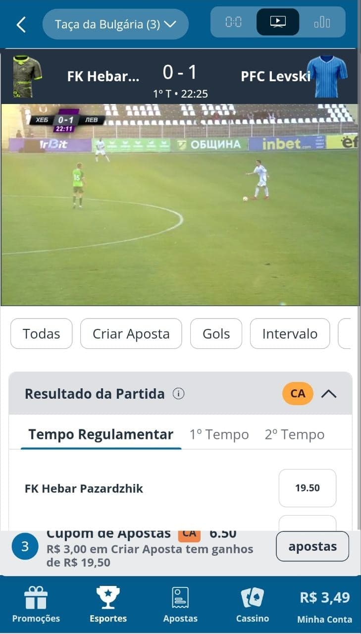 Streaming ao vivo na Sportingbet em partida de futebol da Bulgária