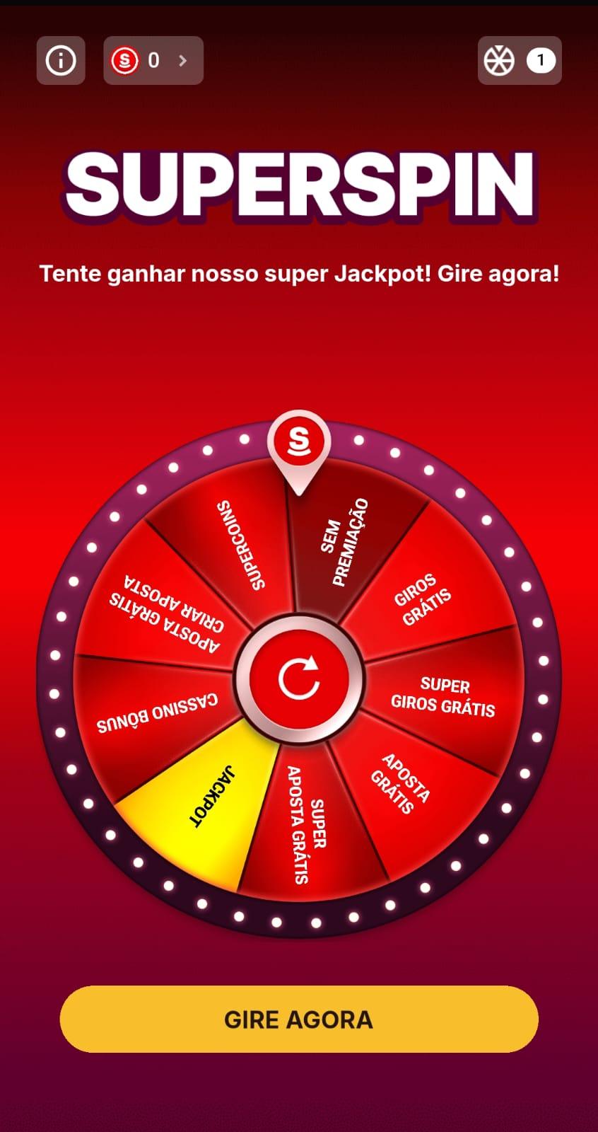Captura de tela do bônus de SuperSpin no site de apostas da Superbet.