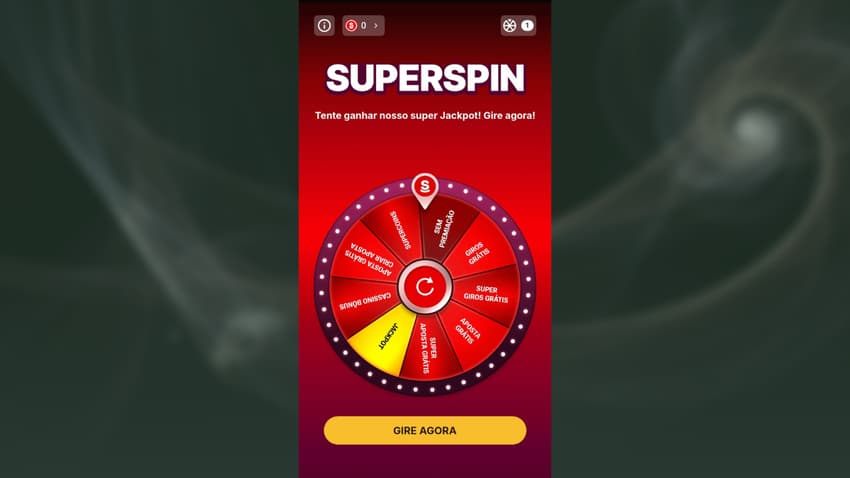 Captura de tela do bônus de SuperSpin no site de apostas da Superbet.