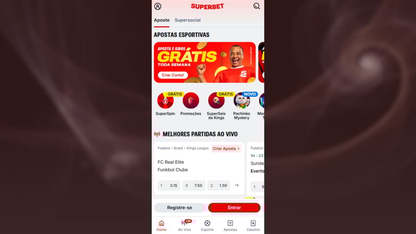 Aplicativo Superbet com download pela Play Store