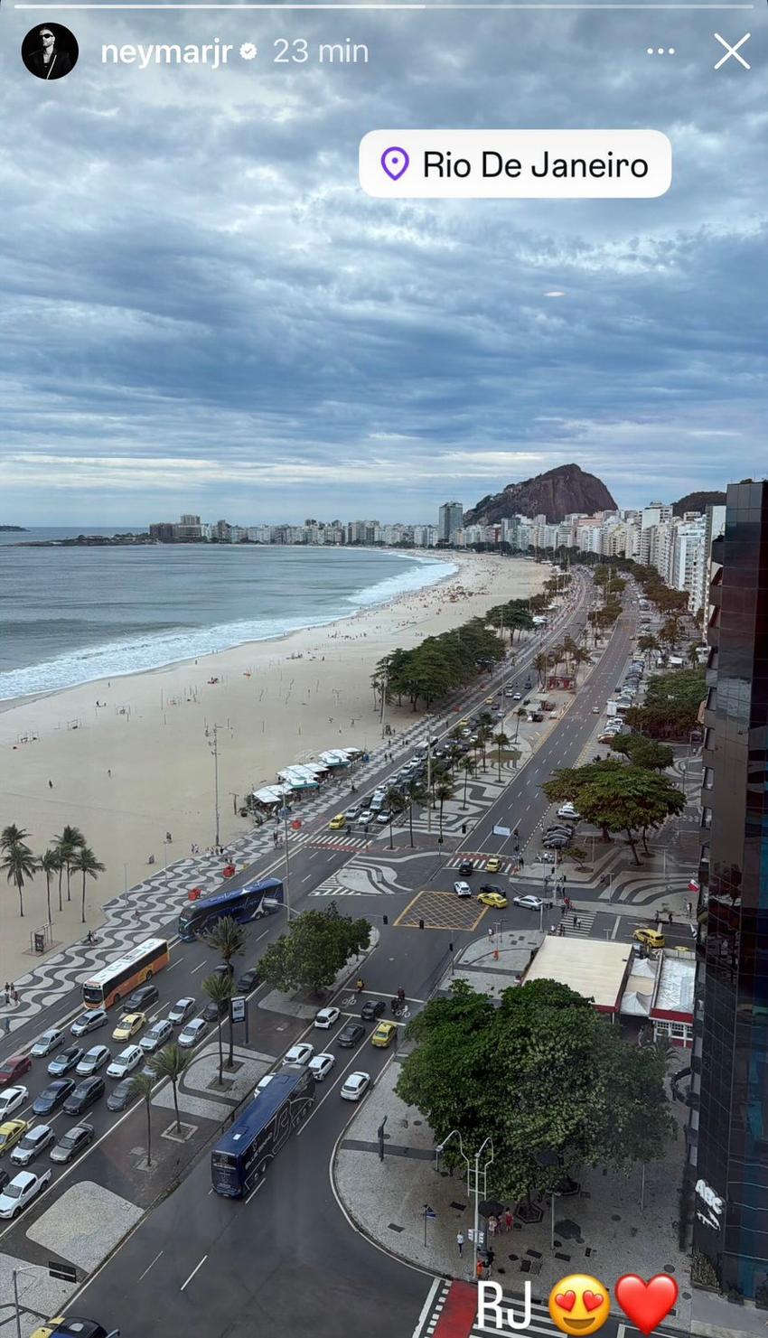 Neymar posta foto da vista da concentração do Santos no Rio de Janeiro. (Foto: Divulgação/ Instagram)