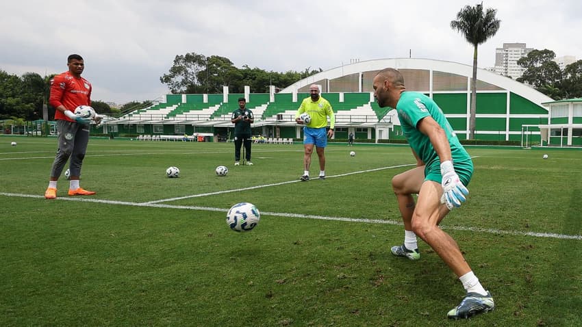 Lesionado, Weverton perdeu a titularida na meta do Palmeiras para Carlos Miguel (Foto: Cesar Greco/Palmeiras)