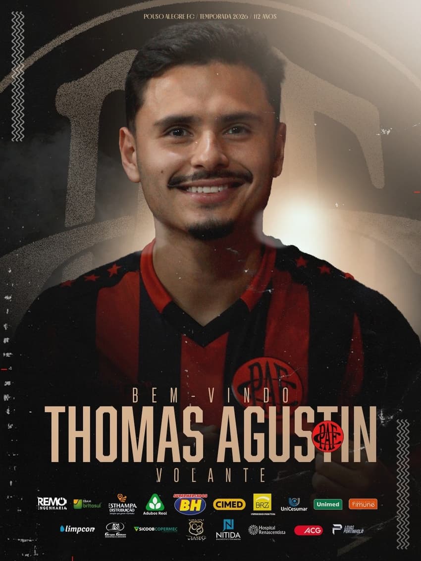 Thomas Agustin foi anunciado pelo Pouso Alegre (Foto: Divulgação)