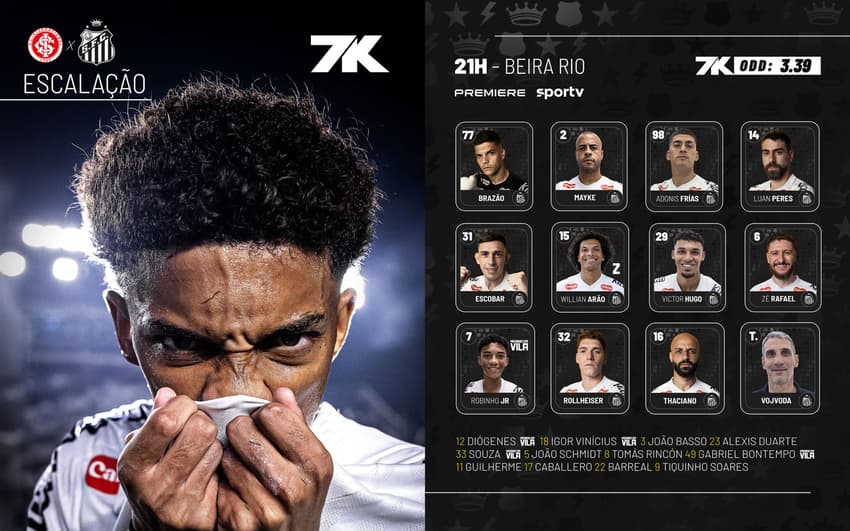 Robinho Jr. será titular do Santos no duelo contra o Internacional. (Foto: Divulgação/ Santos FC)