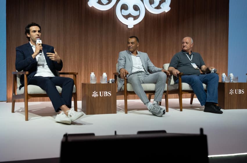 Kaká, Cafu e Felipão em evento organizado pelo banco UBS. (Foto: Divulgação/UBS)