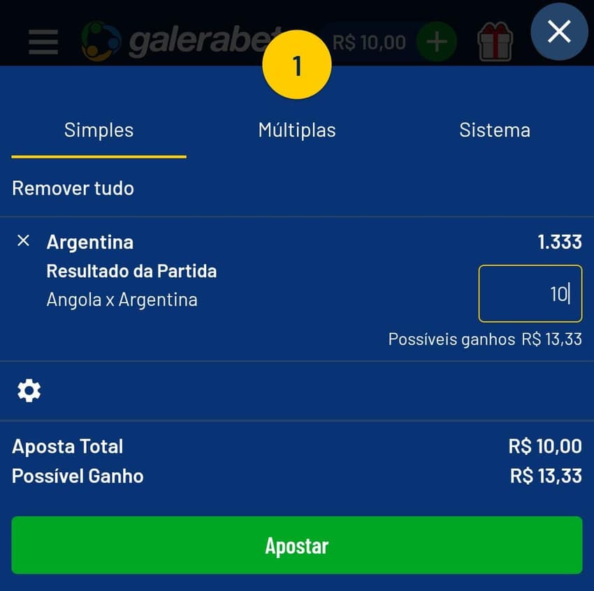 Captura de tela do Cupom de Apostas da Galera Bet