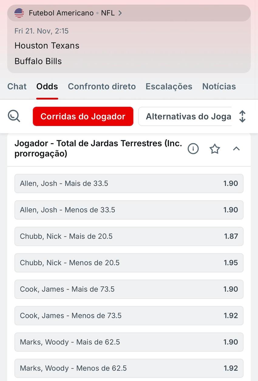 Captura de tela do mercado de Jardas Terrestres na Superbet.