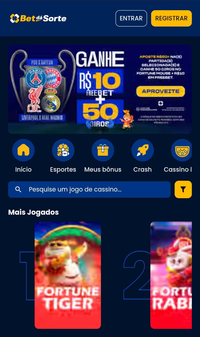 Captura de tela da bet autorizada Bet dá Sorte.