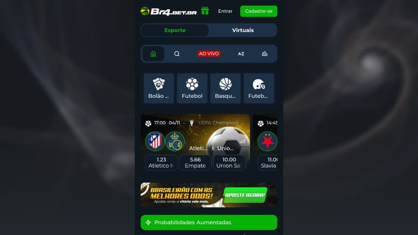 captura de tela da página oficial da plataforma licenciada BR4Bet