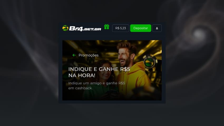 Captura de tela da Br4bet, plataforma que mais paga com cashback.